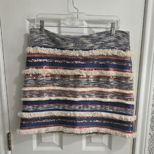 Anthropologie Moulinette Soeurs Erine Mini Skirt Size 12 Sequin Fringe